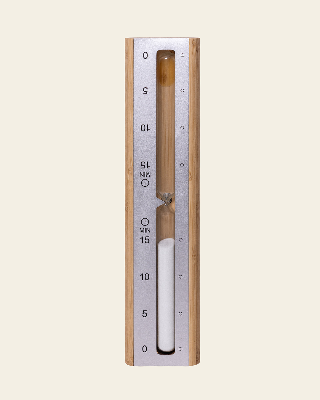 Saunatimeglas i Aluminium & Bambus